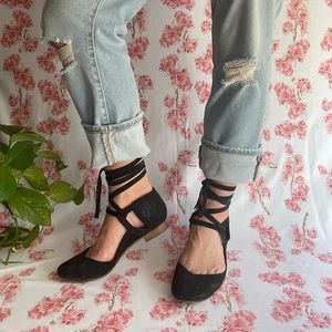 Free People Suede wrap flats